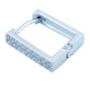 Brinco Articulado Retângulo Zircônias | Banhada Ródio Branco