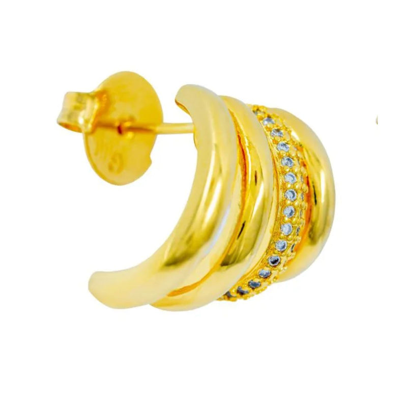 Brinco Ear Line Argola Micro Zircônia | Banhado a Ouro 18k