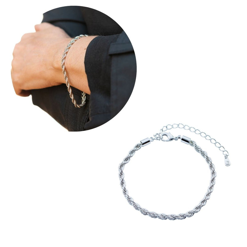 Pulseira Cordão Baiano | Banhado em Ródio Branco