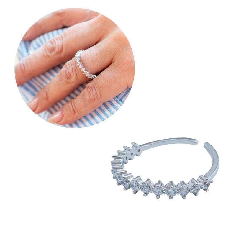 Anel Aparador Micro Zircônia Regulável | Banhada a Ouro 18k