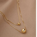 Colar Duplo com Esfera | Banhado em Ouro 18k