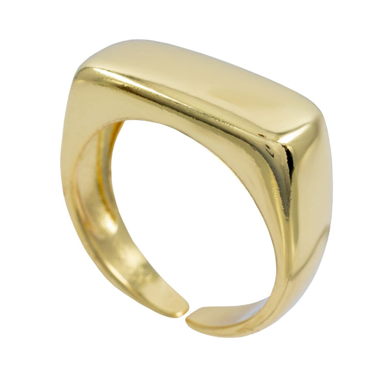 Anel Retangulo Liso | Banhado a Ouro 18k