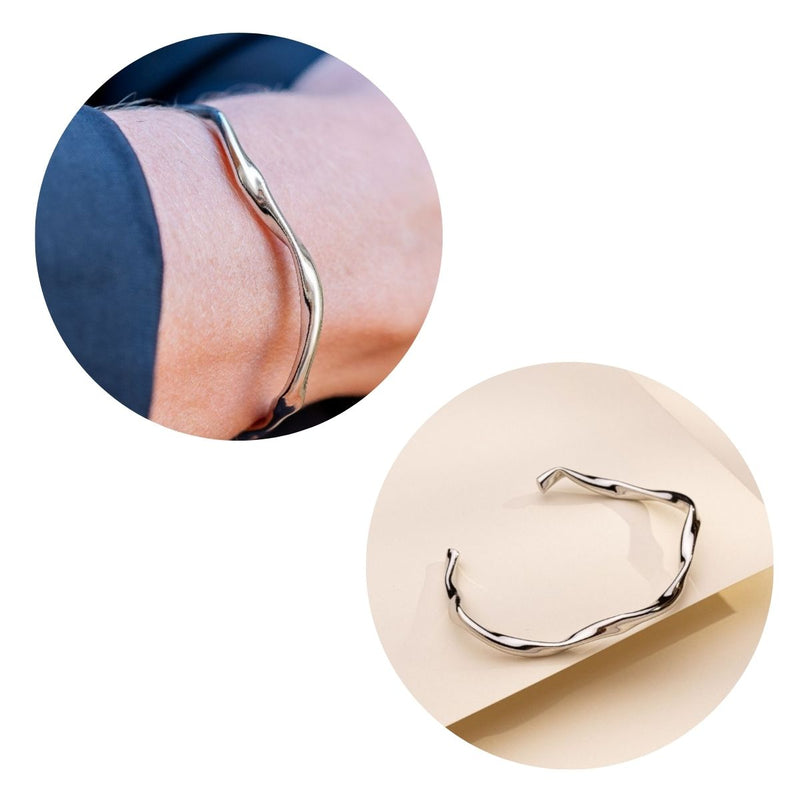 Bracelete Aro Ondulado | Banhado em Ródio Branco